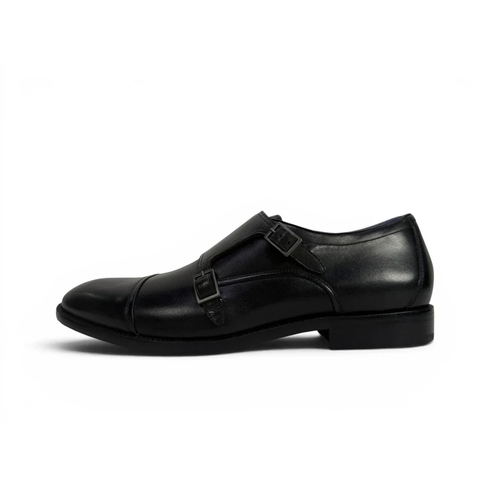Cole Haan Harrison Monk Dress Shoe Mens 11 M‎ Black Leather Double Strap C36760